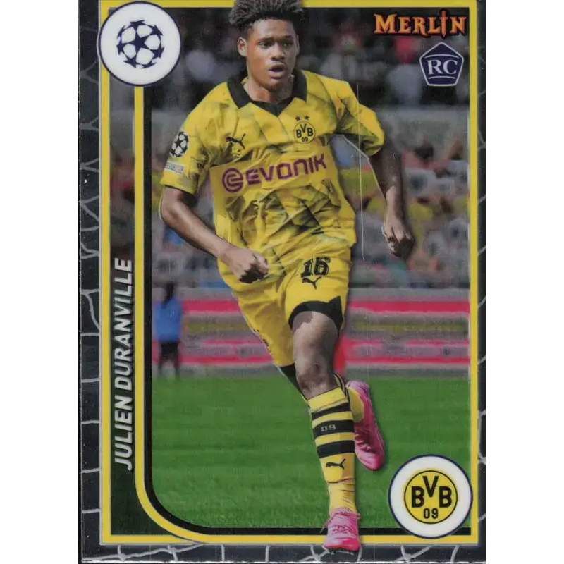 2023-24 Topps Merlin UEFA #26 Julien Duranville EX Excellent RC Rookie Borussia Dortmund Soccer Card