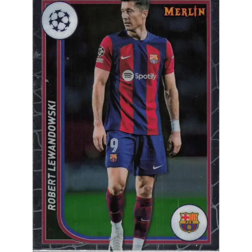 2023-24 Topps Merlin UEFA #34 Robert Lewandowski EX Excellent FC Barcelona Soccer Card - Soccer Card Single