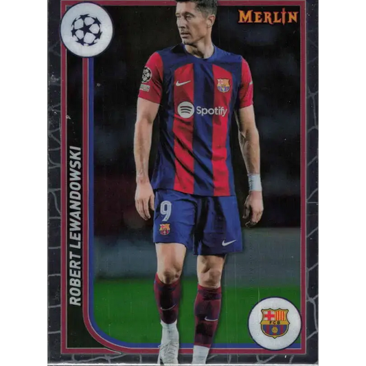 2023-24 Topps Merlin UEFA #34 Robert Lewandowski EX Excellent FC Barcelona Soccer Card - Soccer Card Single