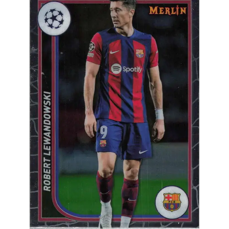 2023-24 Topps Merlin UEFA #34 Robert Lewandowski EX Excellent FC Barcelona Soccer Card - Soccer Card Single