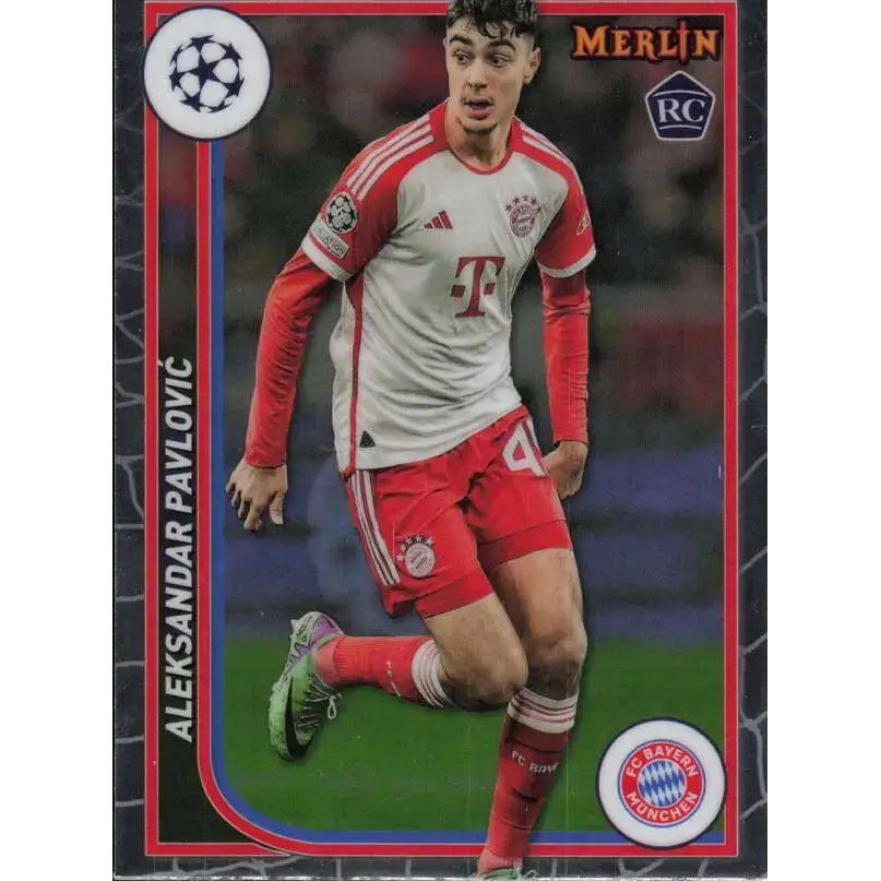 2023-24 Topps Merlin UEFA #42 Aleksandar Pavlovic EX Excellent RC Rookie FC Bayern Munchen Soccer Card - Soccer Card