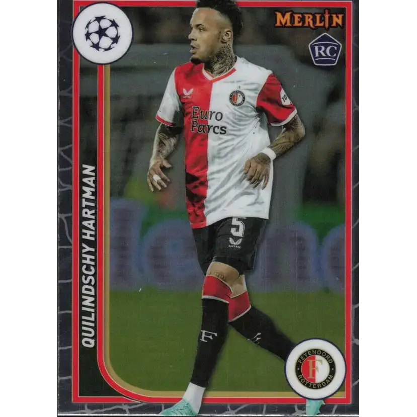 2023-24 Topps Merlin UEFA #55 Quilindschy Hartman EX Excellent RC Rookie Feyenoord Soccer Card - Soccer Card Single