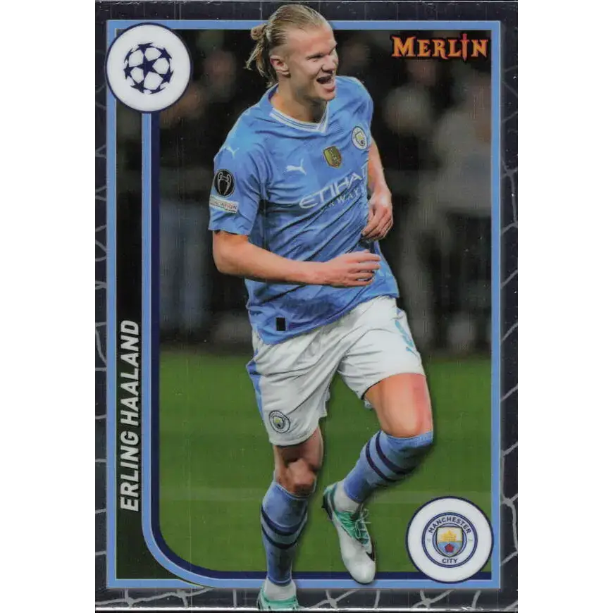 2023-24 Topps Merlin UEFA #73 Erling Haaland EX Excellent Manchester City Soccer Card - Soccer Card Single