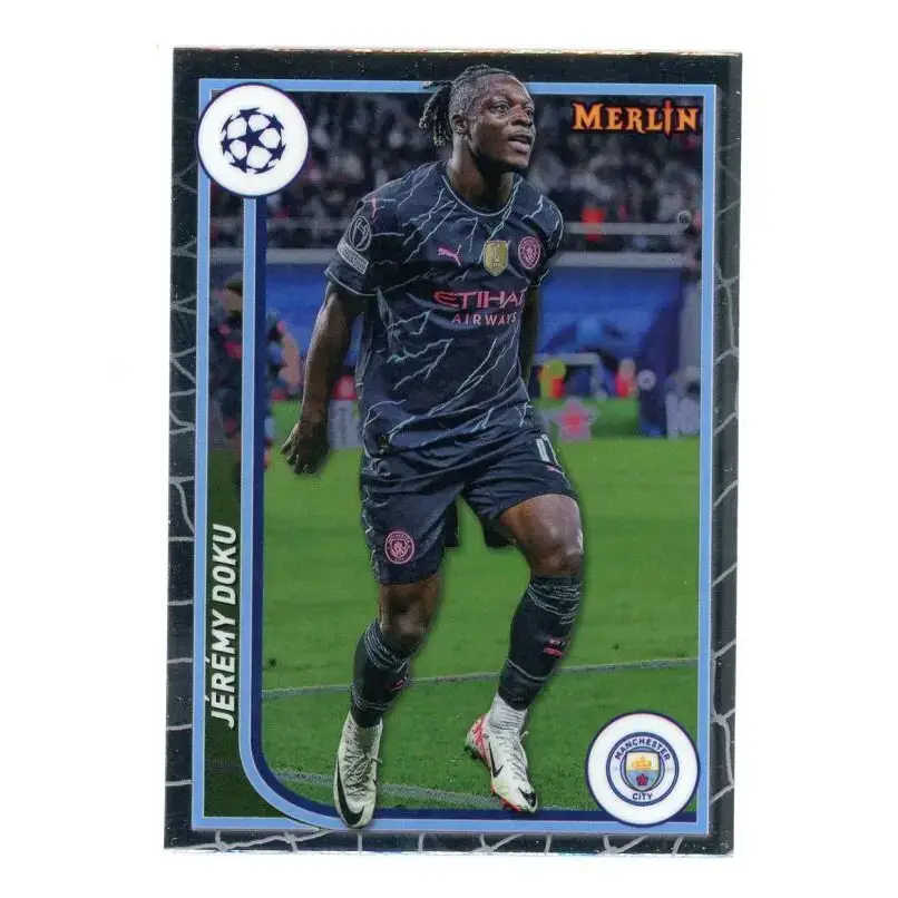 2023-24 Topps Merlin UEFA #77 Jeremy Doku EX Excellent Manchester City Soccer Card - Soccer Card Single