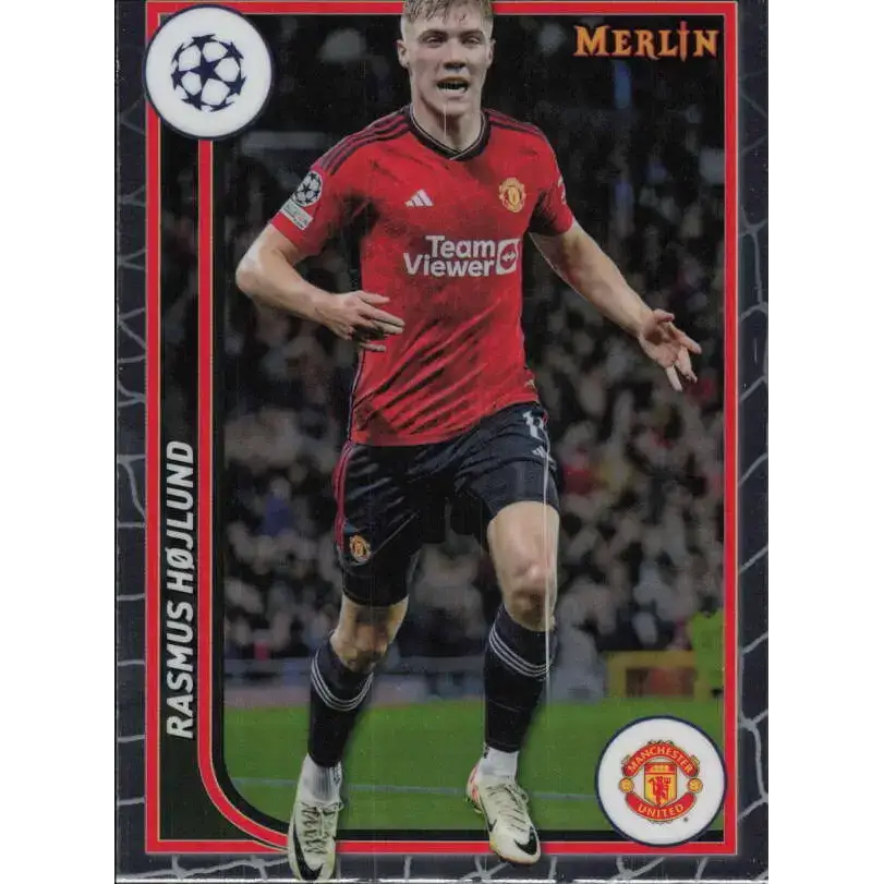 2023-24 Topps Merlin UEFA #81 Rasmus Hojlund EX Excellent Manchester United Soccer Card - Soccer Card Single