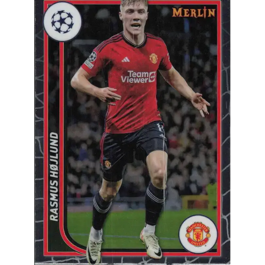 2023-24 Topps Merlin UEFA #81 Rasmus Hojlund EX Excellent Manchester United Soccer Card