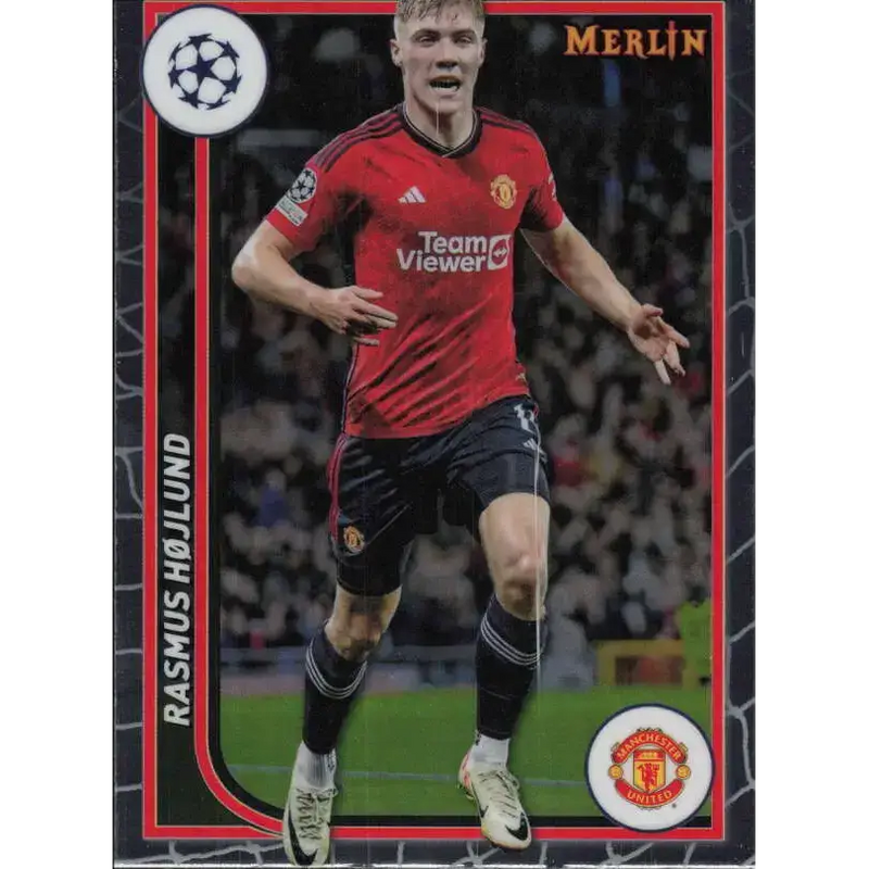 2023-24 Topps Merlin UEFA #81 Rasmus Hojlund EX Excellent Manchester United Soccer Card - Soccer Card Single