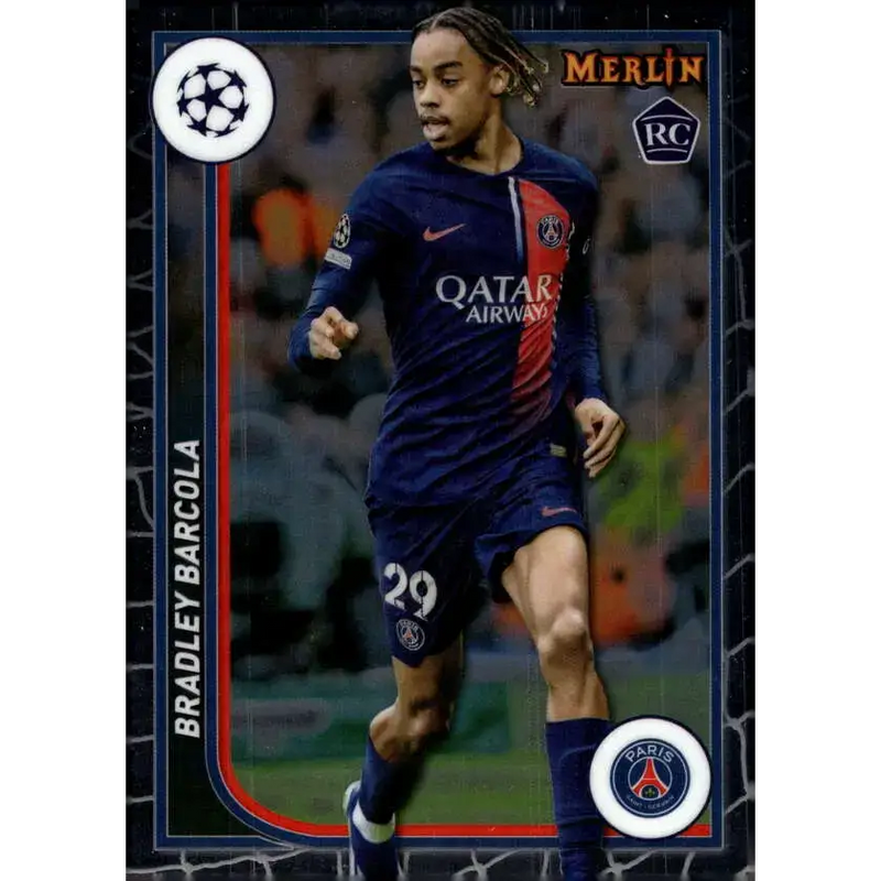 2023-24 Topps Merlin UEFA #96 Bradley Barcola EX Excellent RC Rookie Paris Saint-Germain Soccer Card - Soccer Card