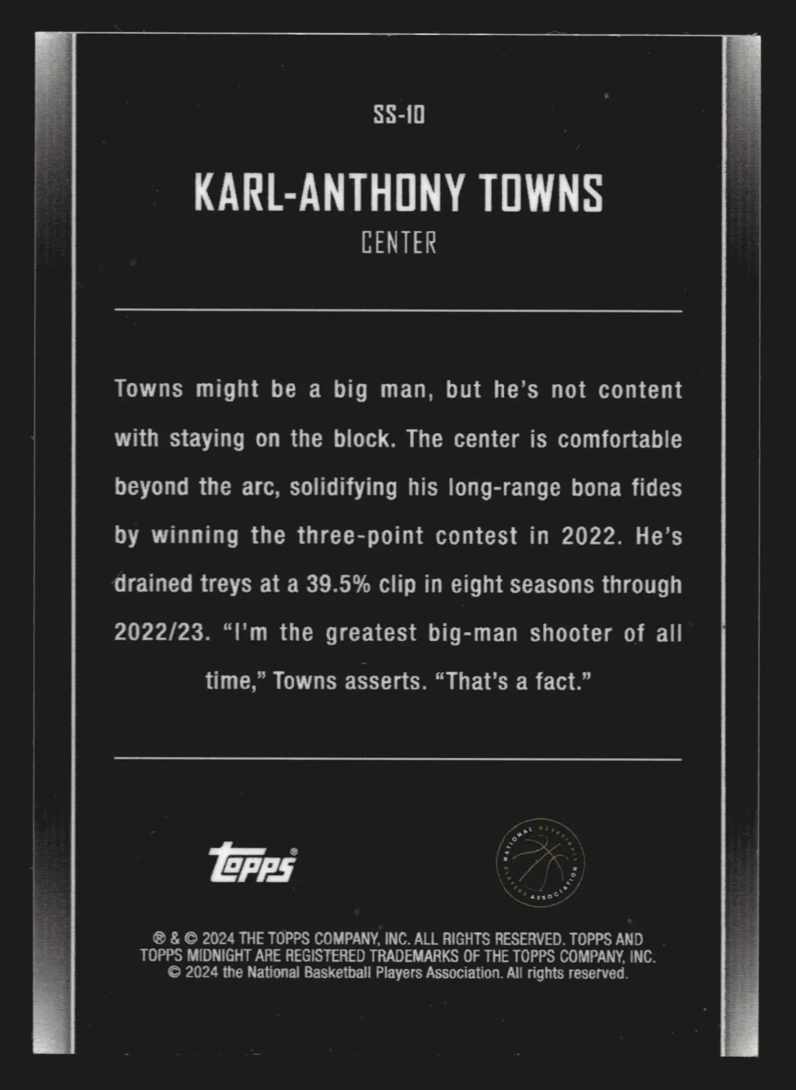2023-24 Topps Midnight Karl-Anthony Towns #SS-10 Star Studded - Basketball Card Single