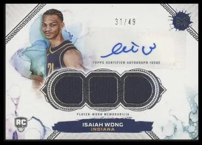 2023-24 Topps Motif Isaiah Wong #104 Rookie Triple Relic Auto RC#/49 - Basketball Card Single
