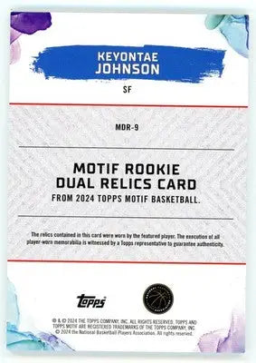 2023-24 Topps Motif Keyontae Johnson #MDR-9 Dual Relic /35 Ultramarine Blue RC - Basketball Card Single