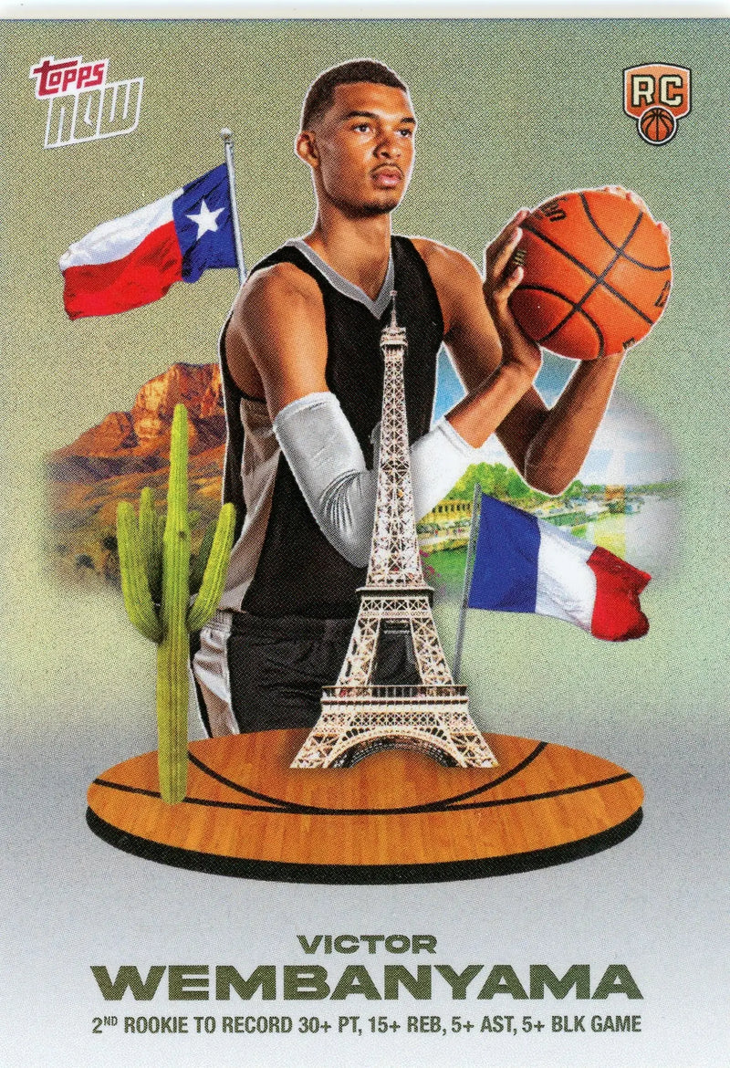 2023-24 Topps NOW Victor Wembanyama #VW-4 RC Spurs 30 Pt 15 Reb 5 Ast 5 Blk - Basketball Card Single