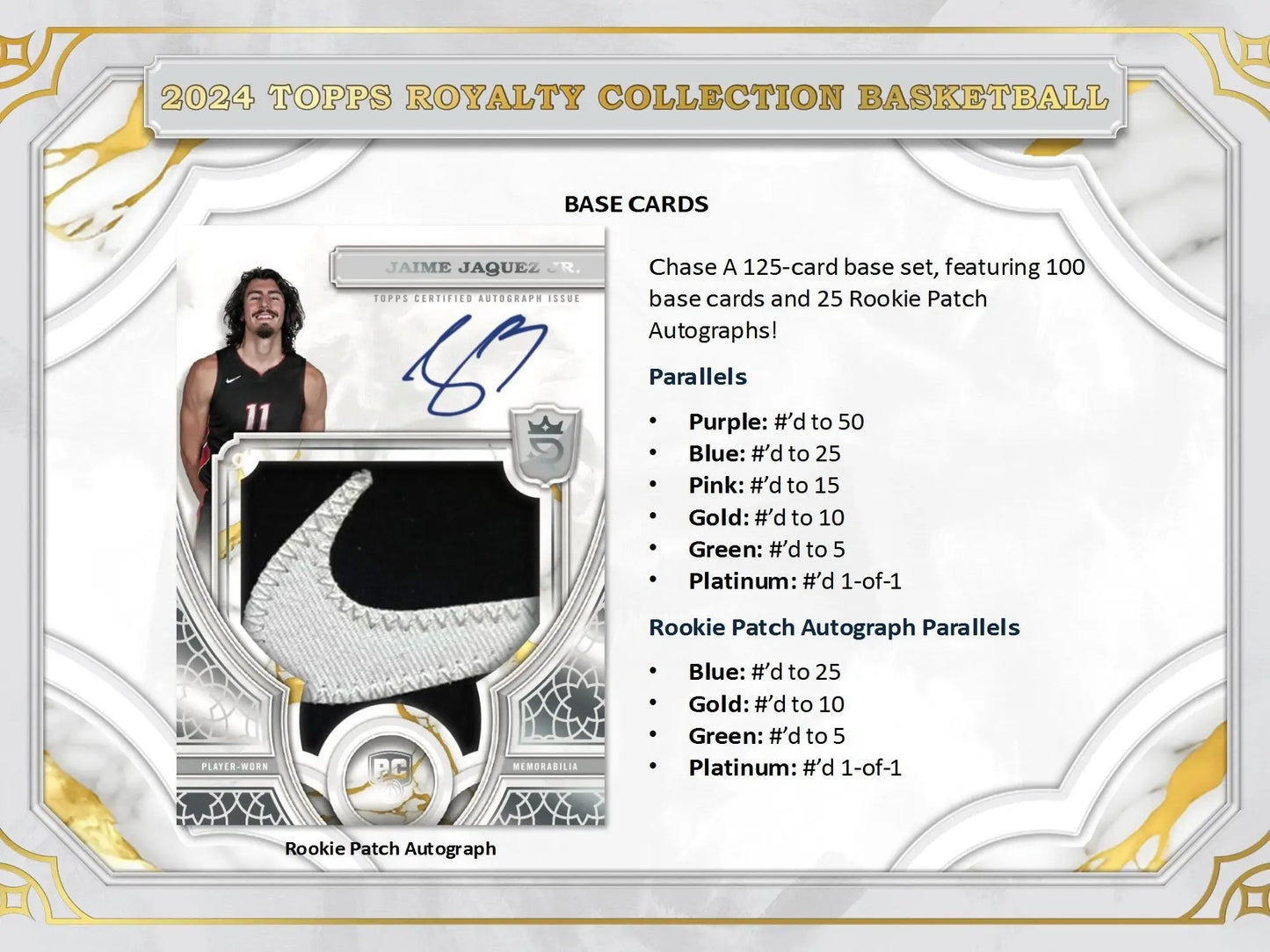 Basketball trading card with autograph and jersey patch from 2023-24 Topps Royalty Collection