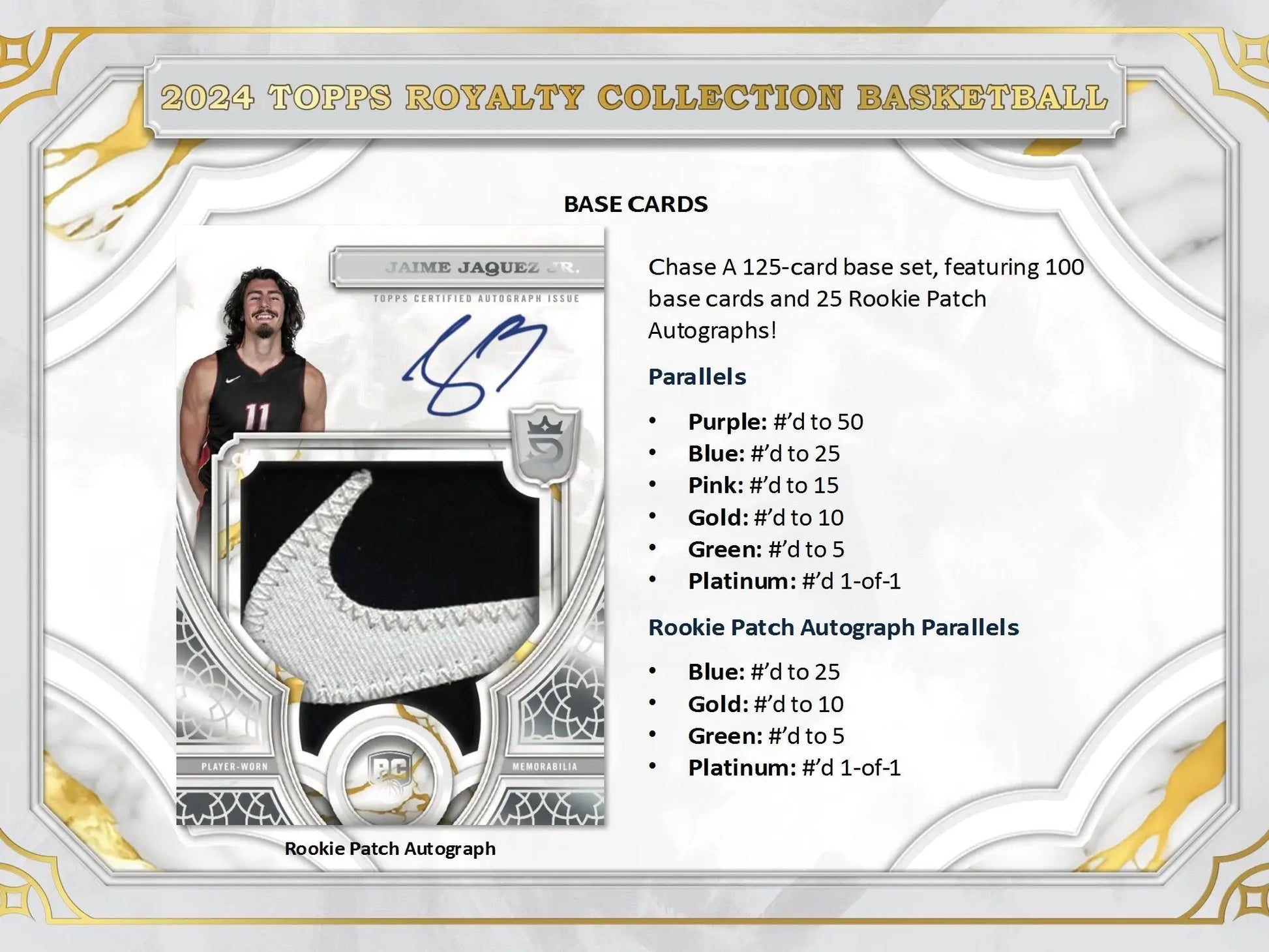 Basketball trading card with autograph and jersey patch from 2023-24 Topps Royalty Collection