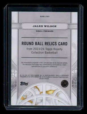 2023-24 Topps Royalty Collection Basketball Jalen Wilson #RBR-JWI Patch 76/99