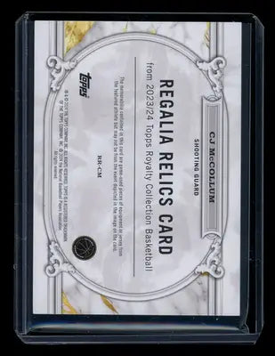 2023-24 Topps Royalty Collection Regalia Relics CJ McCollum #RR-CJM Relic 02/99 - Basketball Card Single