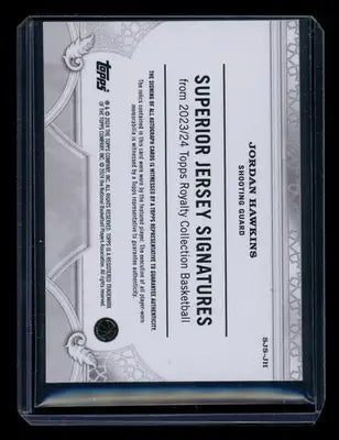 2023-24 Topps Royalty Jordan Hawkins #SJS-JH Autograph 29/99 Jersey Patch RC - Basketball Card Single