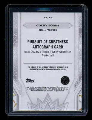 2023-24 Topps Royalty Pursuit of Greatness Colby Jones #POG-CJ 1/1 Auto RC - Basketball Card Single