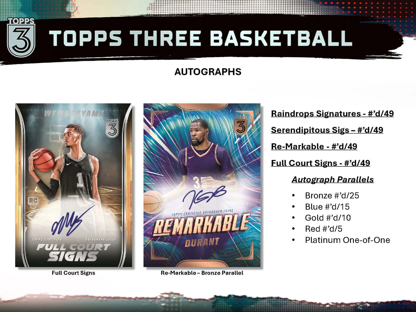 Topps Three Basketball autograph cards from 2023-24 Topps Three Basketball Hobby Box