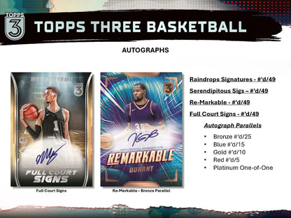 Topps Three Basketball autograph cards from 2023-24 Topps Three Basketball Hobby Box