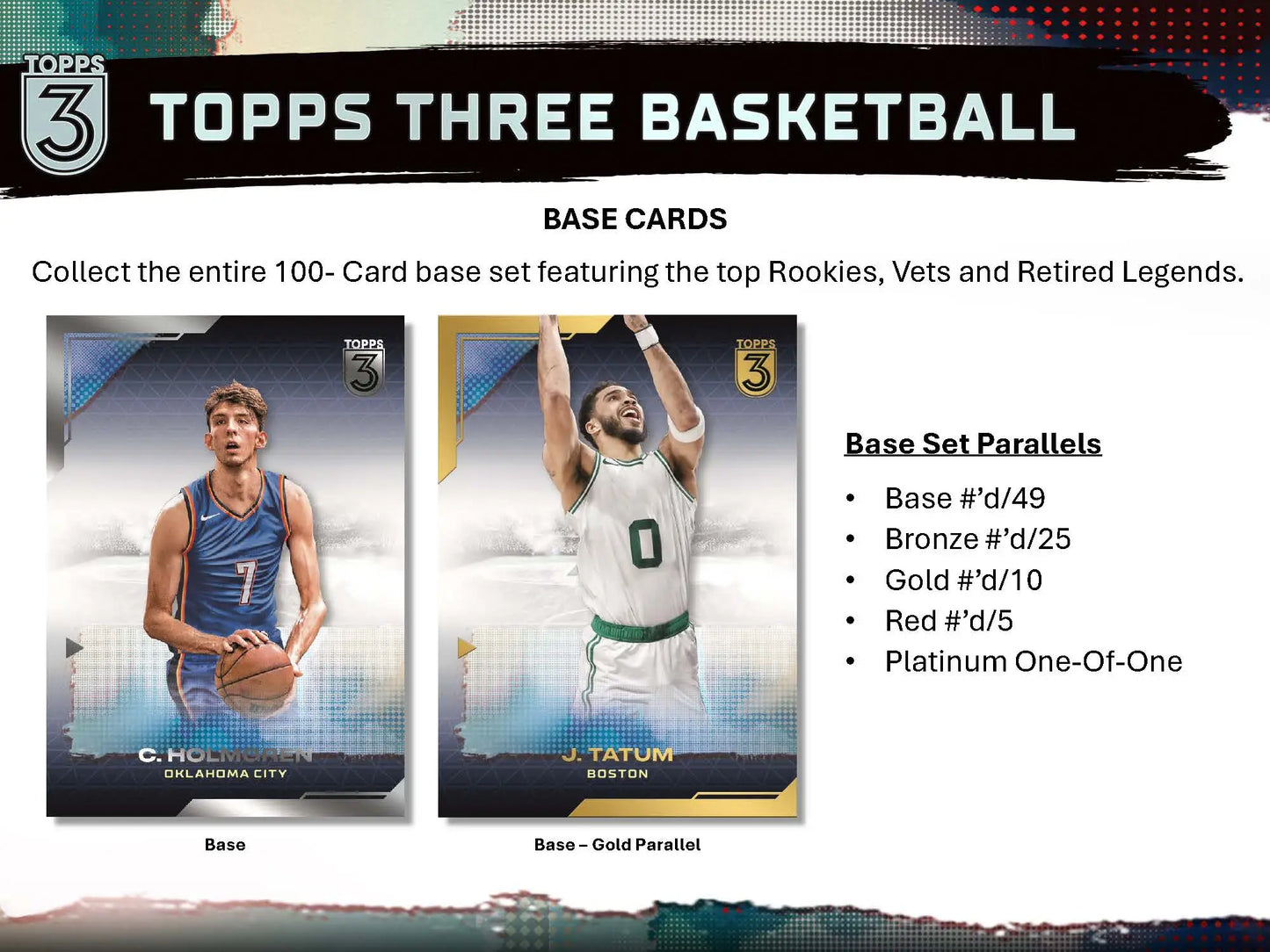 Basketball card advertisement for 2023-24 Topps Three Basketball Hobby Box