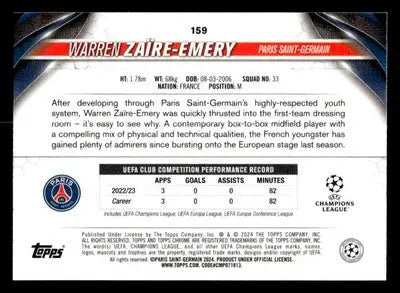 2023-24 Topps UEFA Club Competitions #159 Warren Zaïre-Emery Neon Green #/199 - Other