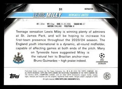 2023-24 Topps UEFA Club Competitions #31 Lewis Miley - Soccer Card Single