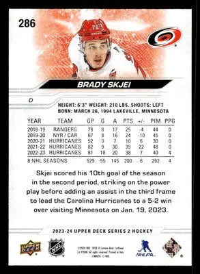 2023-24 Upper Deck #286 Brady Skjei - Hockey Card Single