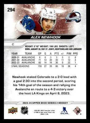 2023-24 Upper Deck #294 Alex Newhook - Hockey Card Single