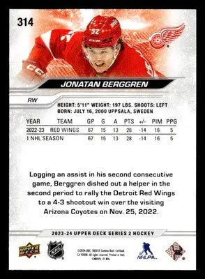2023-24 Upper Deck #314 Jonatan Berggren - Hockey Card Single