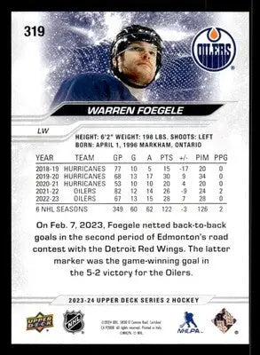2023-24 Upper Deck #319 Warren Foegele - Hockey Card Single
