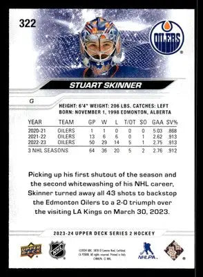 2023-24 Upper Deck #322 Stuart Skinner - Hockey Card Single