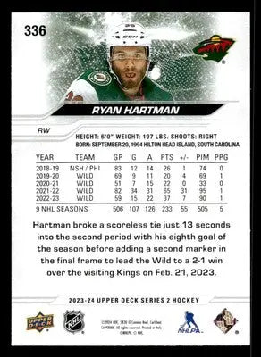 2023-24 Upper Deck #336 Ryan Hartman - Hockey Card Single