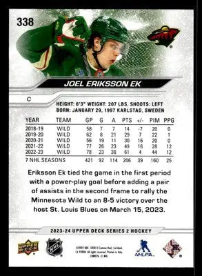 2023-24 Upper Deck #338 Joel Eriksson Ek - Hockey Card Single