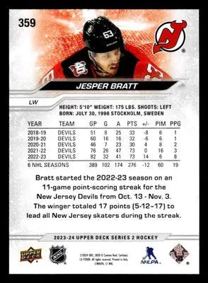 2023-24 Upper Deck #359 Jesper Bratt - Hockey Card Single