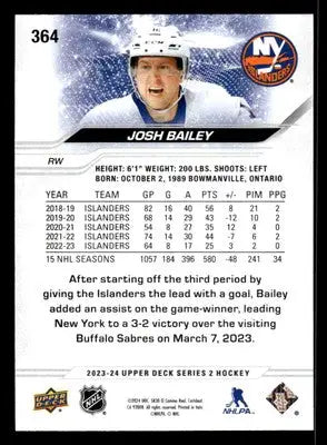 2023-24 Upper Deck #364 Josh Bailey - Hockey Card Single
