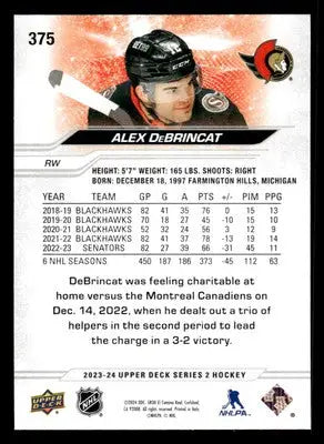 2023-24 Upper Deck #375 Alex DeBrincat - Hockey Card Single