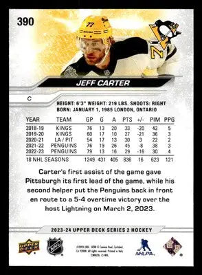 2023-24 Upper Deck #390 Jeff Carter - Hockey Card Single