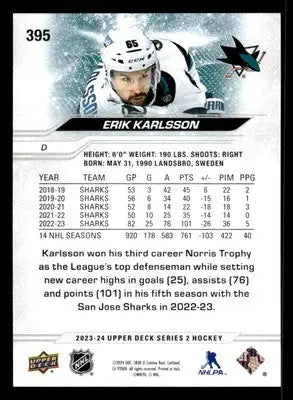 2023-24 Upper Deck #395 Erik Karlsson - Hockey Card Single