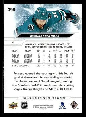 2023-24 Upper Deck #396 Mario Ferraro - Hockey Card Single
