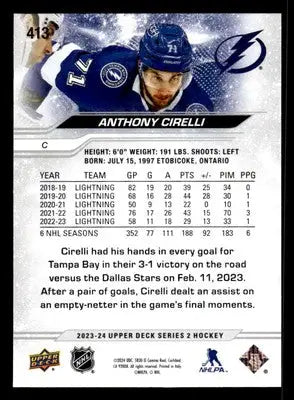 2023-24 Upper Deck #413 Anthony Cirelli - Hockey Card Single