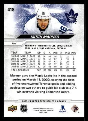 2023-24 Upper Deck #418 Mitch Marner - Hockey Card Single