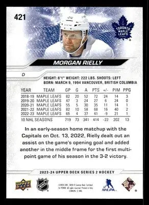 2023-24 Upper Deck #421 Morgan Rielly - Hockey Card Single