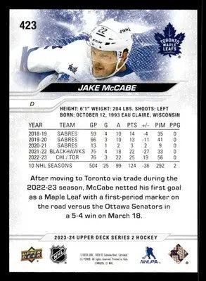 2023-24 Upper Deck #423 Jake McCabe - Hockey Card Single