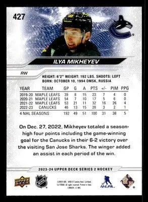 2023-24 Upper Deck #427 Ilya Mikheyev - Hockey Card Single