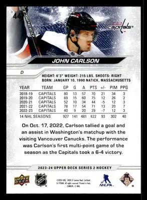 2023-24 Upper Deck #441 John Carlson - Hockey Card Single