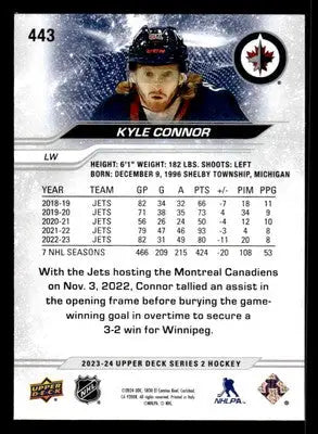 2023-24 Upper Deck #443 Kyle Connor - Hockey Card Single