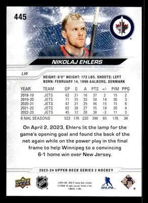 2023-24 Upper Deck #445 Nikolaj Ehlers - Hockey Card Single