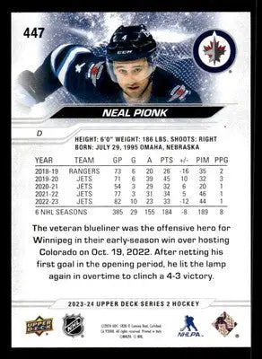 2023-24 Upper Deck #447 Neal Pionk - Hockey Card Single