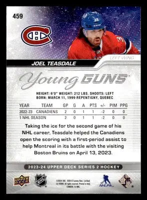 2023-24 Upper Deck #459 Joel Teasdale - Hockey Card Single